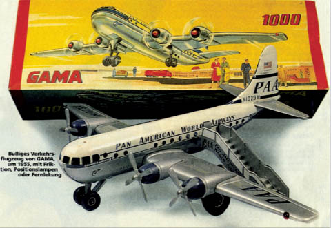 Ohromn dopravn letoun od GAMY, okolo roku 1955, pohnn tenm, pozin svtla nebo dlkov ovldn